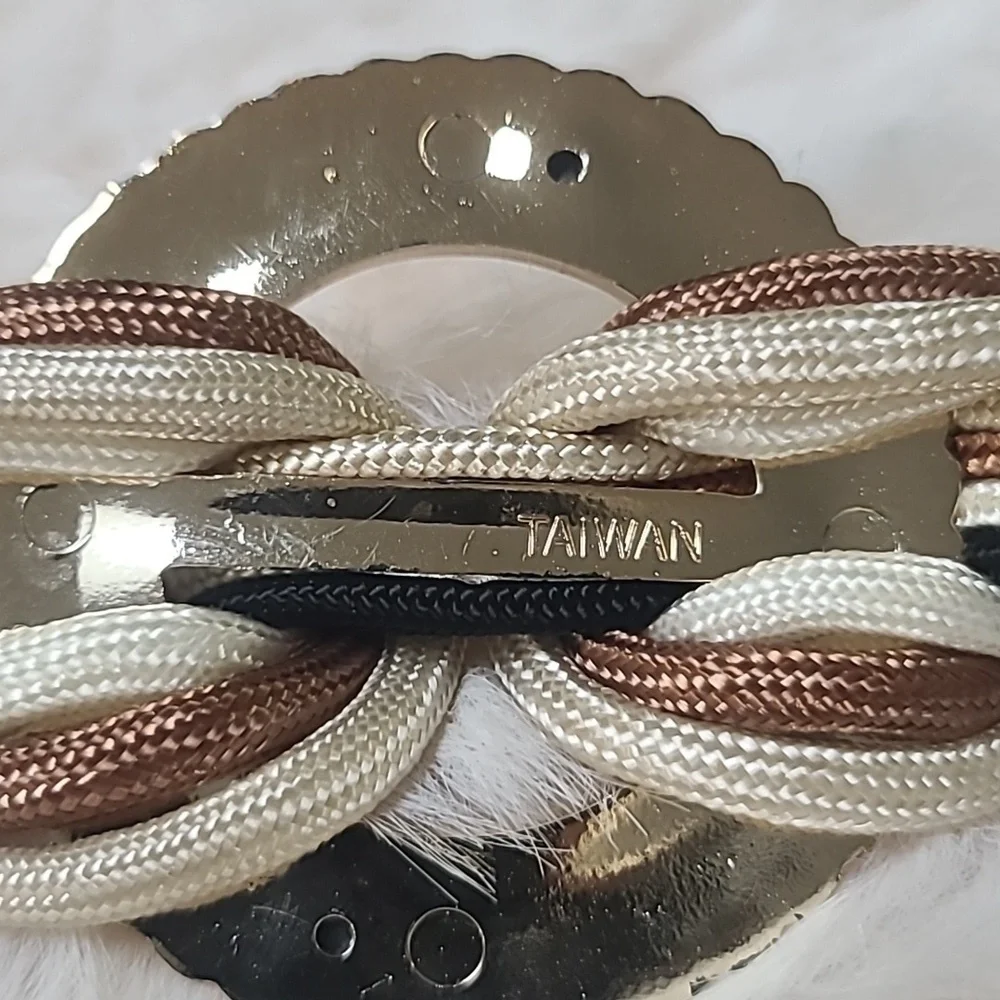 Vintage Braided Satin Rope Belt with Gold Accent